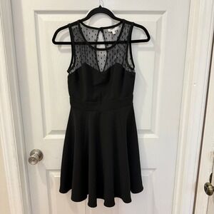 Delias Blk Polka Dot Mesh Sz S Mini Dress Fit&Flare Y2K Whimsygoth Dark Romantic